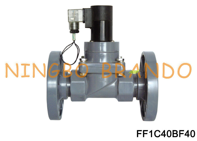 DN40 1-1/2'' CPVC Flange Diaphragm Valve For Acid Alkali Chemical 220V 110V 24V