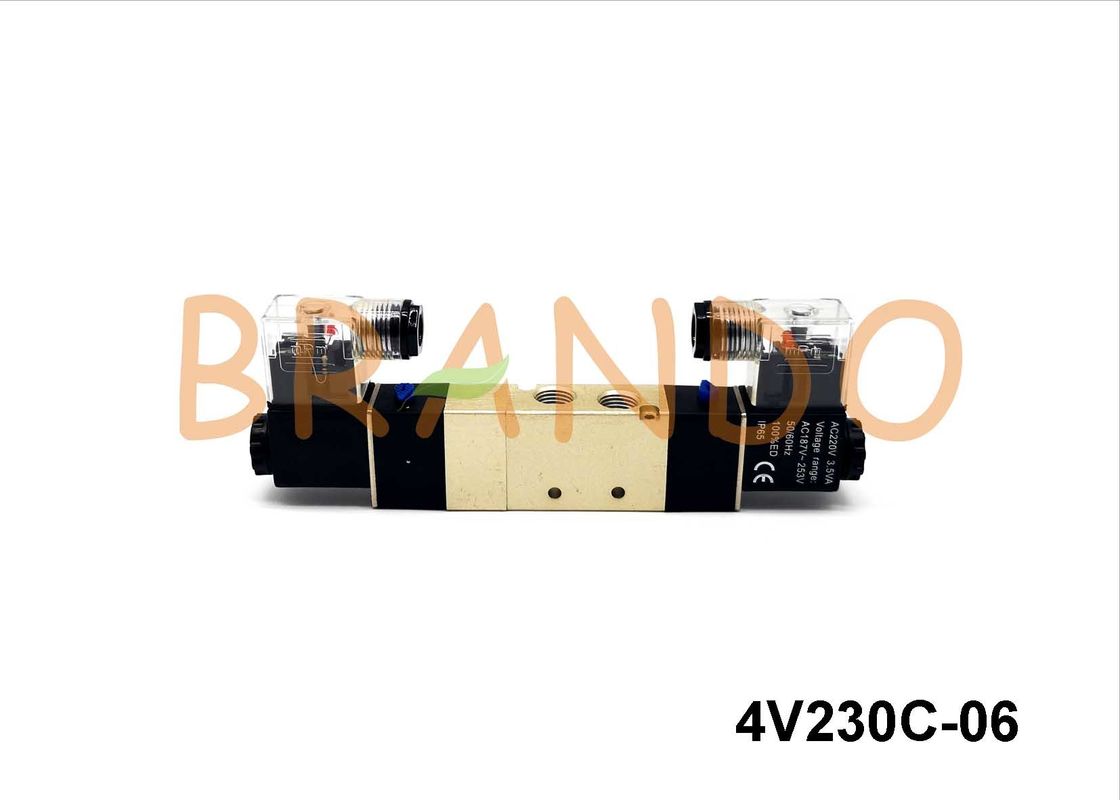 0-8 Bars 5 / 2 Double Electric Solenoid Valve 4V230C-06 For Pneumatic