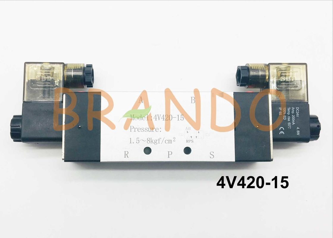 1/2'' Double Coils 5/2 Way Pneumatic Cylinder Valve 4V420-15 0.15-0.8MPa