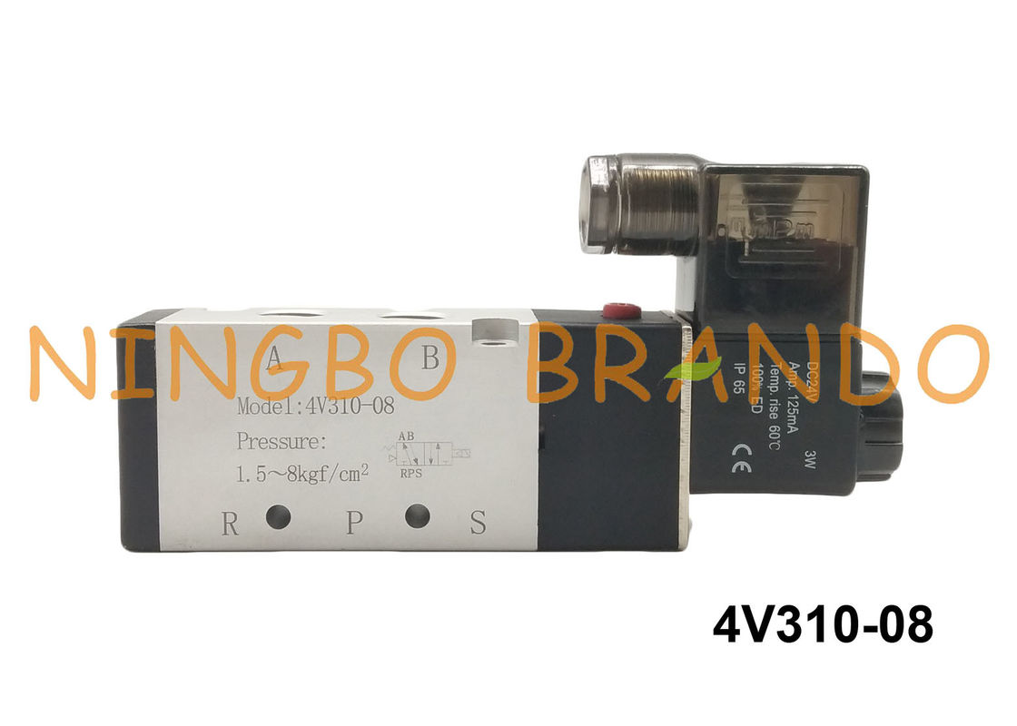 BSP 1/4&quot; 4V310-08 AirTAC Type Pneumatic Solenoid Valve 5/2 Way Single Solenoid DC12V DC24V