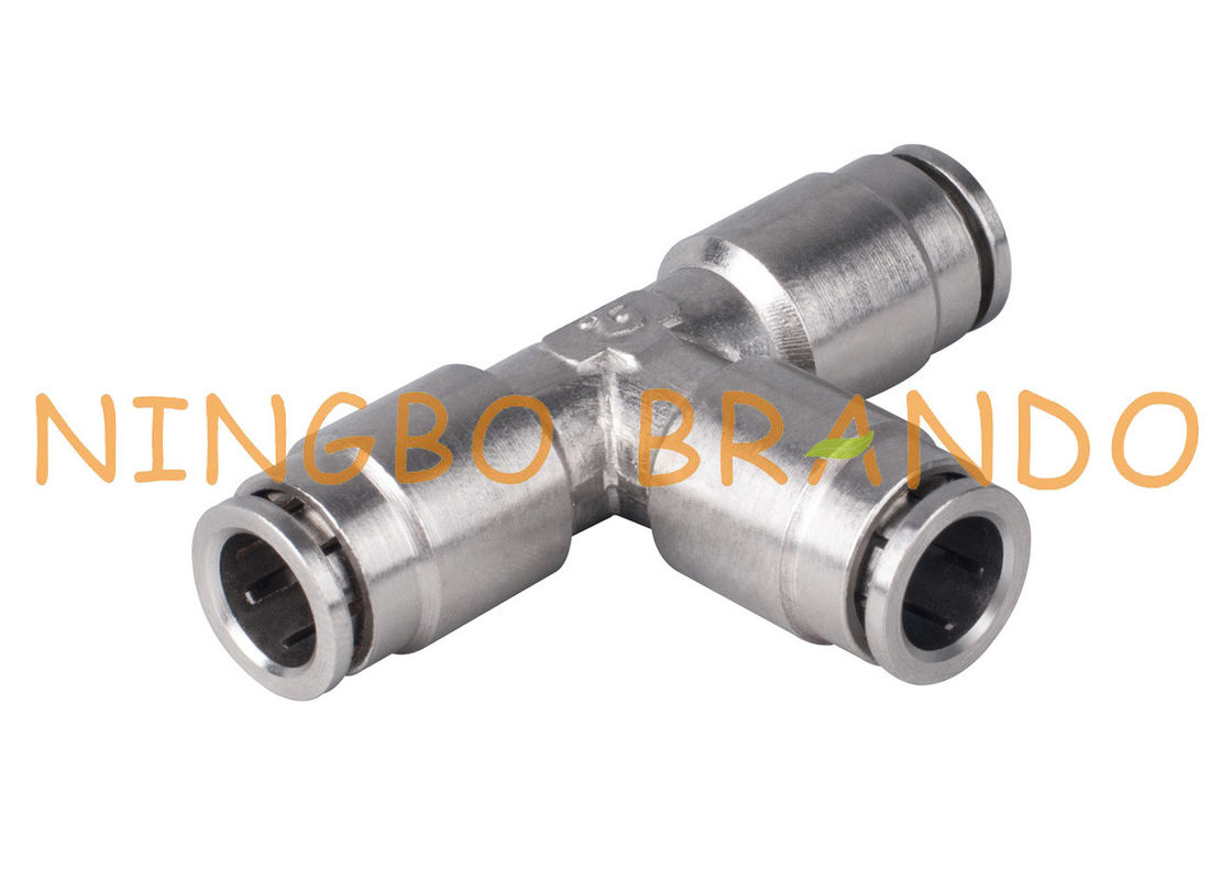 Brass Push In Pneumatic Hose Fittings Union Tee 1/8'' 1/4'' 3/8'' 1/2''