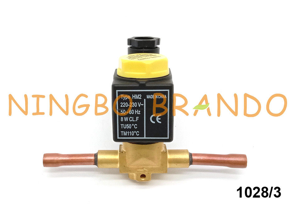 Castel Type 1028/3 3/8'' Solder Refrigeration Solenoid Valve 220V AC