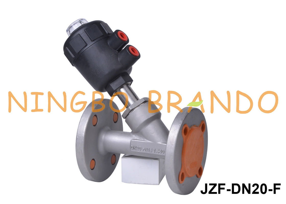 DN20 3/4'' Flanged Y Type Pneumatic Angle Seat Valve Stainless Steel