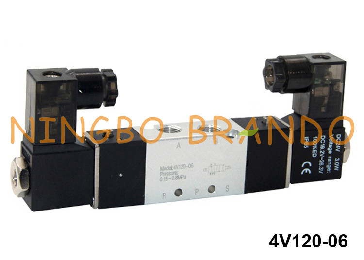 4V120-06 Airtac Type 5/2 Pneumatic Double Solenoid Valve 24VDC 220VAC