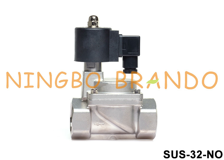 1-1/4'' 2 Way Normal Open SS 304 Solenoid Valve PTFE Seal 24V 220V