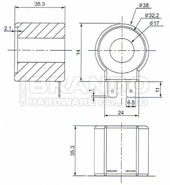 17mm Hole Diameter Solenoid Coil 12VDC 17W For LPG CNG  