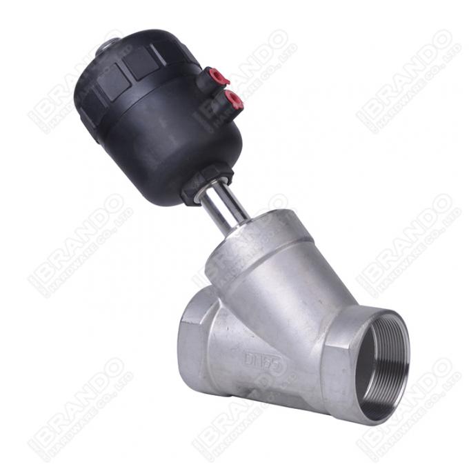 1'' Threaded DN25 Stainless Steel Head Angle Seat Valve Pneumatic