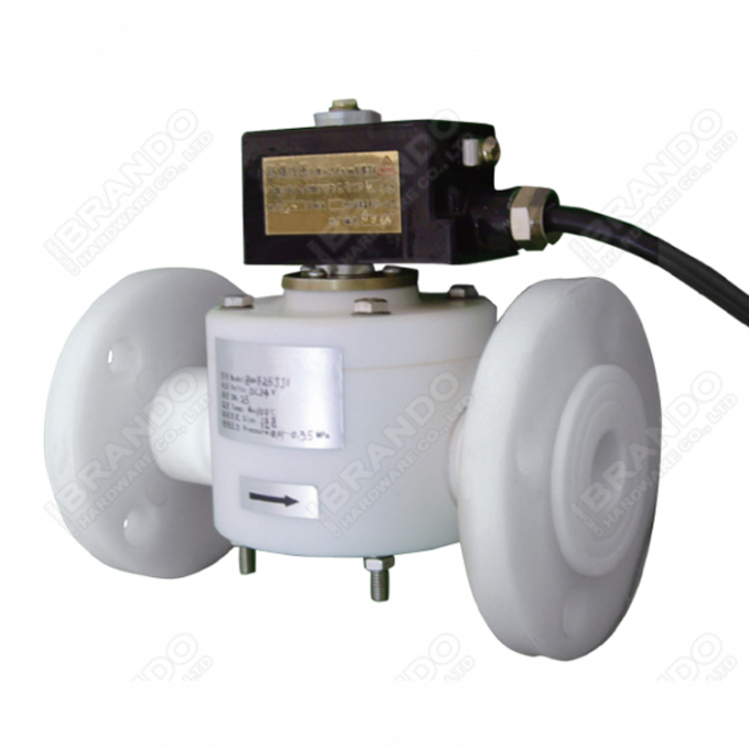 PTFE Diaphragm Solenoid Operated Isolation Valve 2 Way NC 12V 24V DC