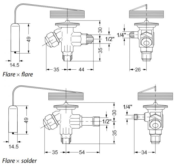 Tes2 TE2 Danfoss Type Thermostatic Expansion Valve TEX2 TEZ2 TEN2 TES2 TEF2