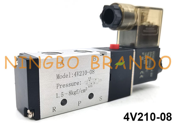 4V210-08 Single Coil Airtac Type Pneumatic Solenoid Valve 5/2 Way DC24V AC220V
