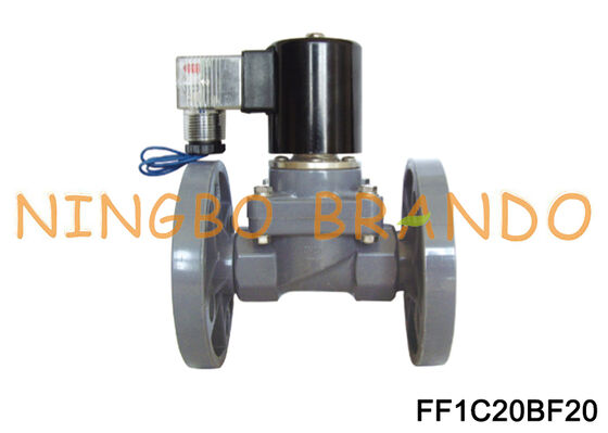 DN20 Flange Type CPVC Anti-corrosive Normally Closed Solenoid Valve 220V 24V