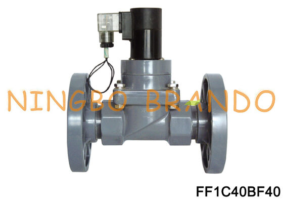 DN40 1-1/2'' CPVC Flange Diaphragm Valve For Acid Alkali Chemical 220V 110V 24V